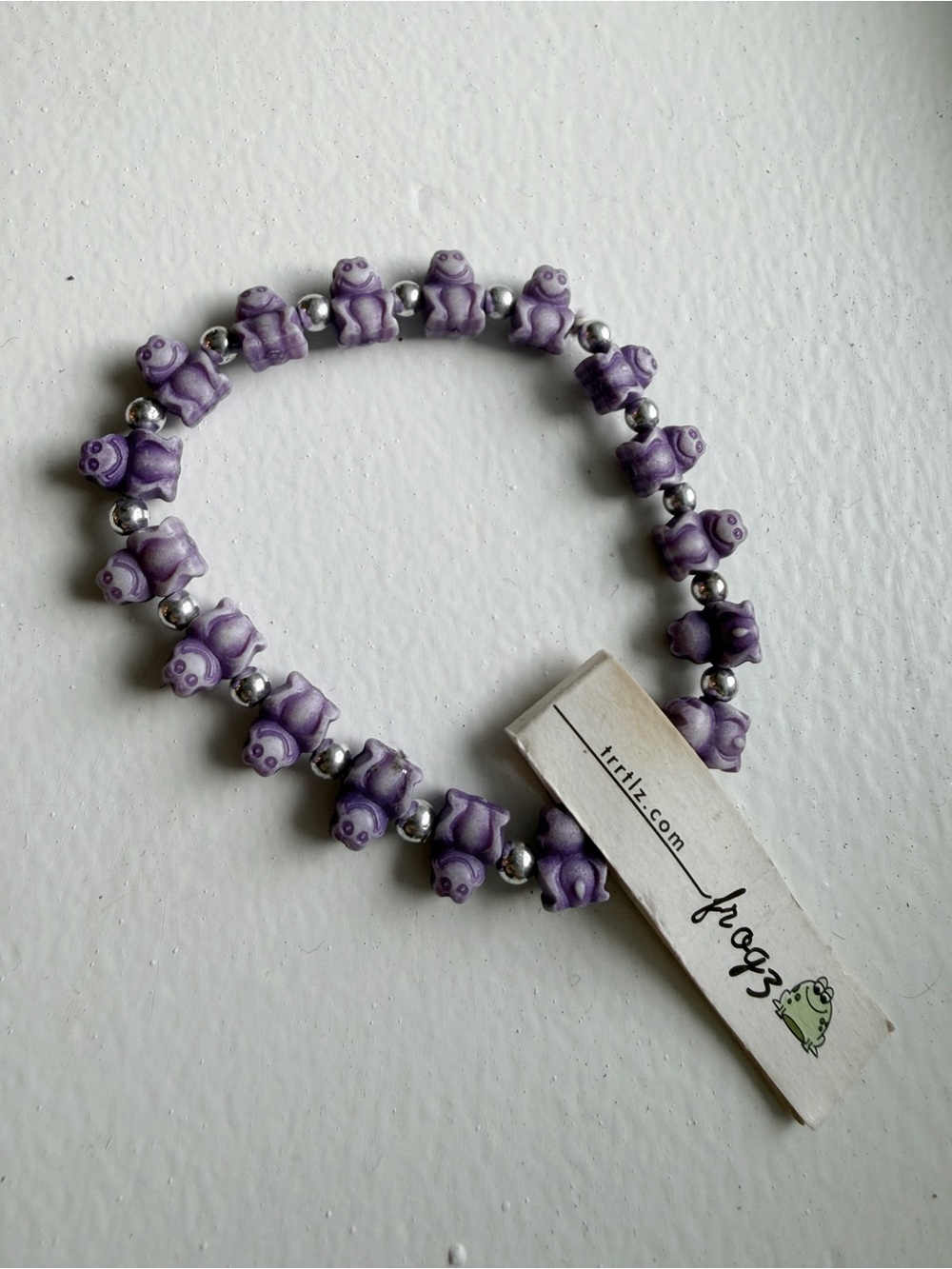 Trrtlz Purple Frog Bead Stretch Bracelet